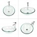 Tempered Glass Vessel Bathroom Vanity Sink Round Bowl  Chorme Faucet & Pop-up Drain Combo  Clear Color - B06XRD5XTC